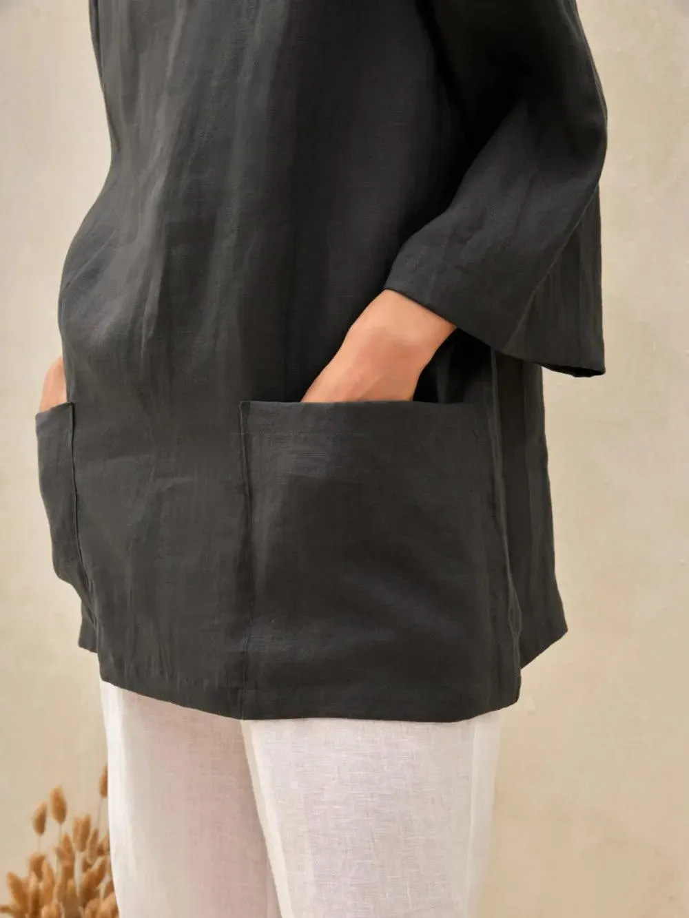 100% Linen Loose Long Shirt LILY sold by Lintico product image thumbnail 5