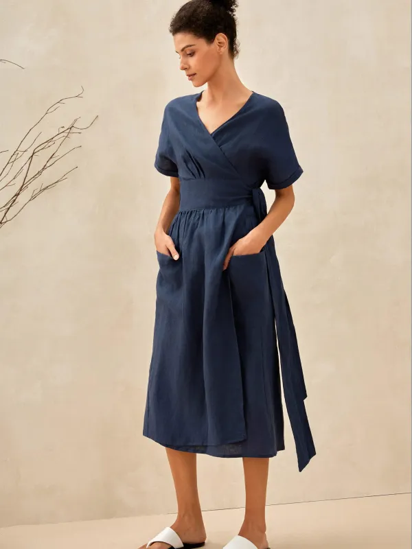 100% Linen Kimono Dress CELESTE sold by Lintico