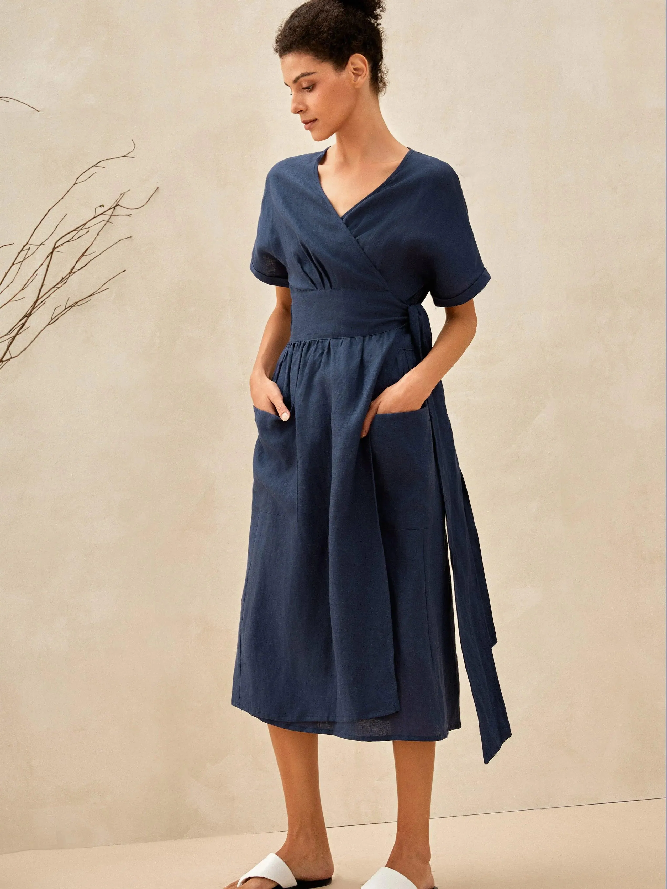 100% Linen Kimono Dress CELESTE sold by Lintico