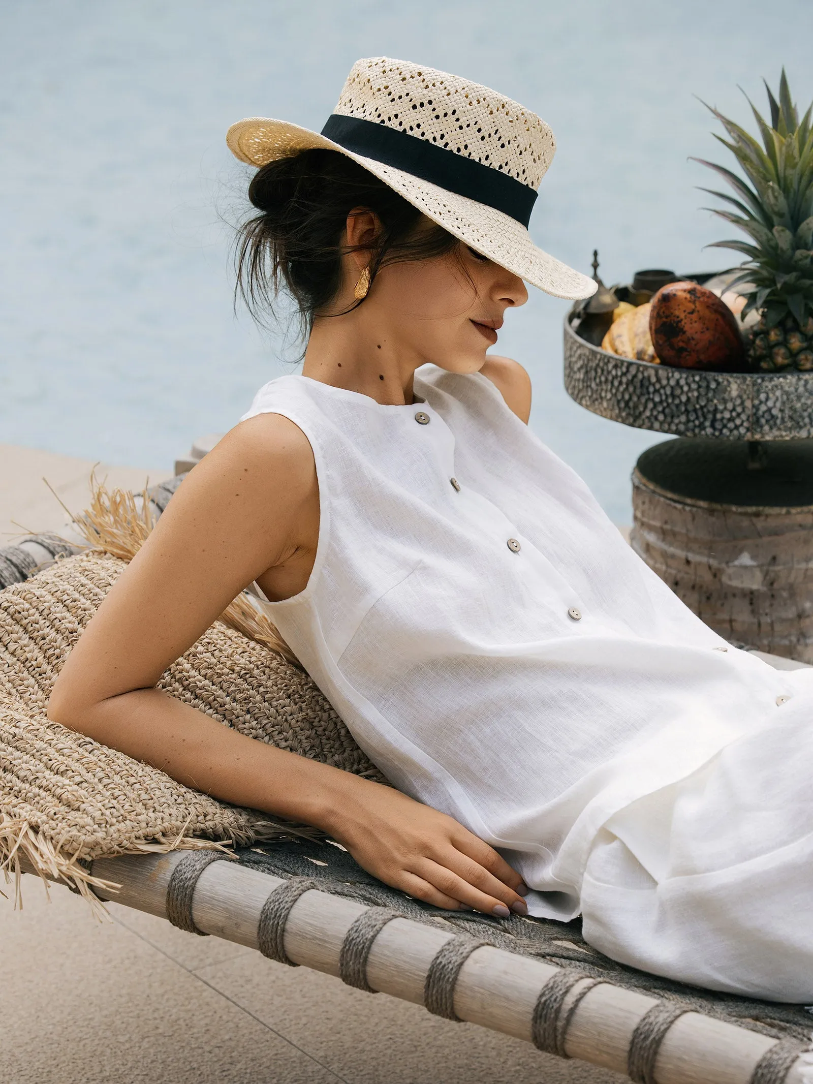 100% Linen Buttons Down Tank Top ERIN sold by Lintico product image thumbnail 2