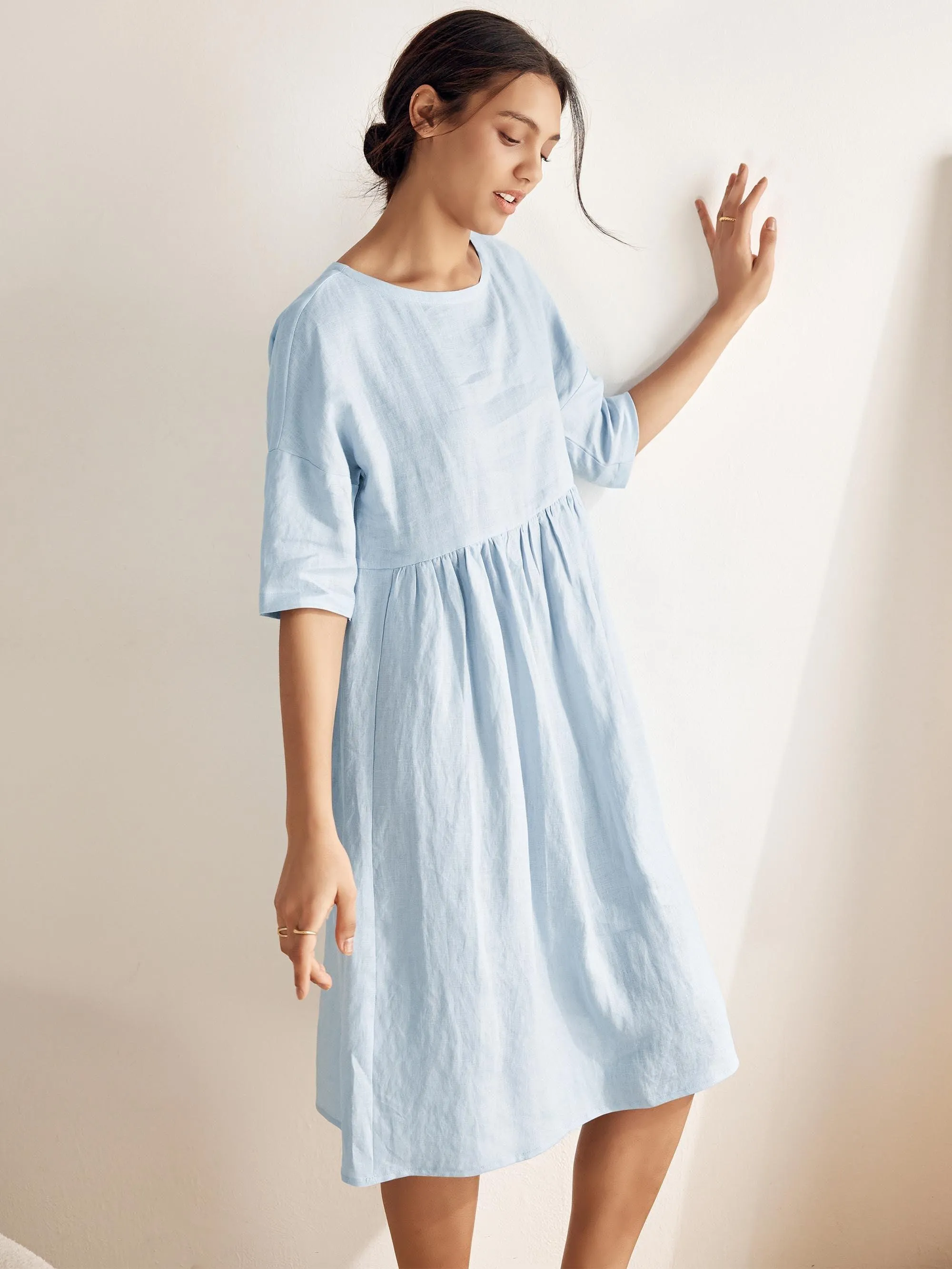 100% Linen A-Line Midi Dress VALENCIA sold by Lintico product image thumbnail 5
