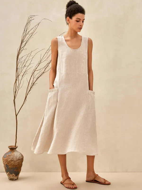 100% Linen Swing Beach Tank Dress GIANA sold by Lintico