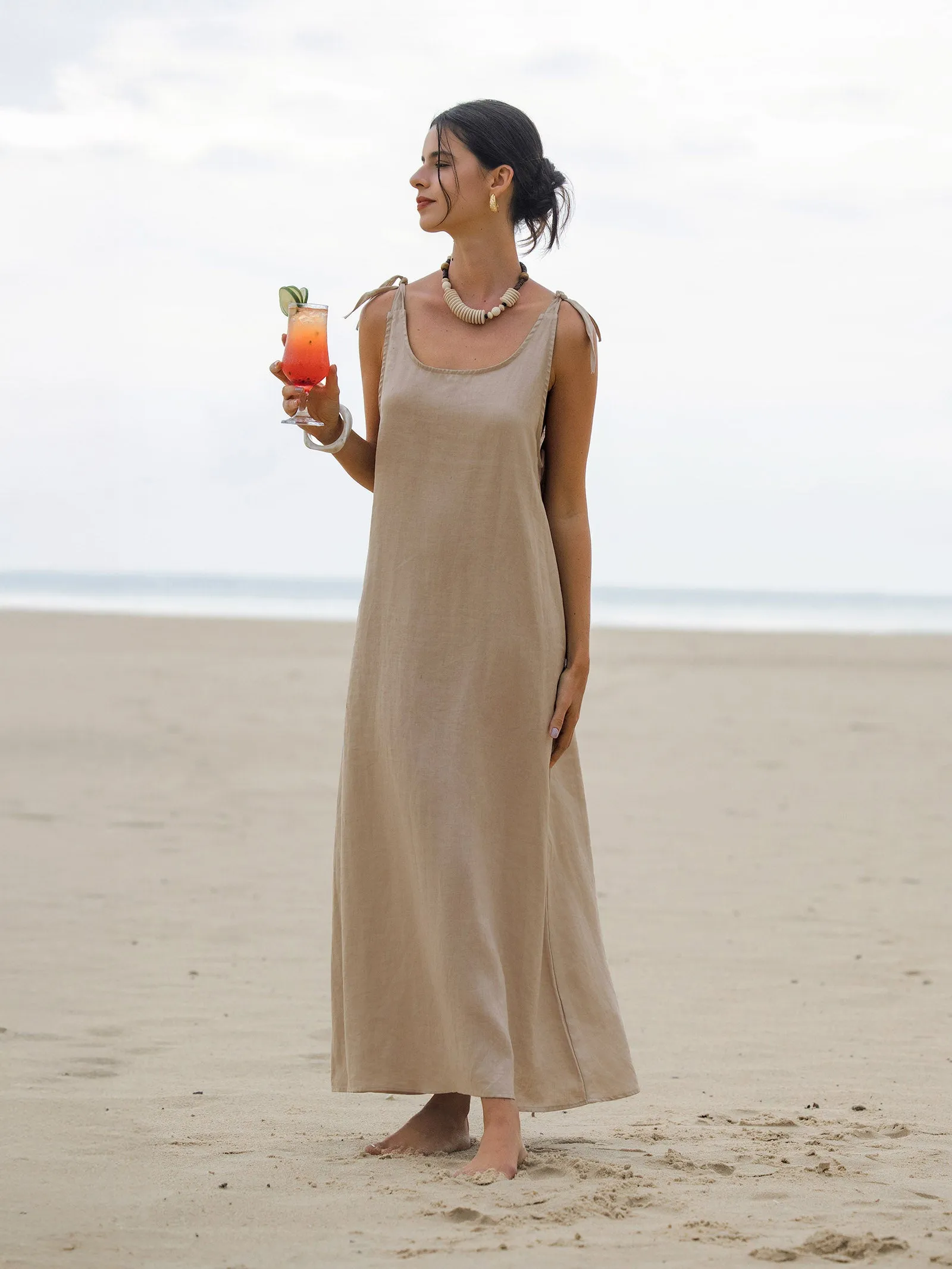 100% Linen Camisole Dress QEARL sold by Lintico product image thumbnail 4