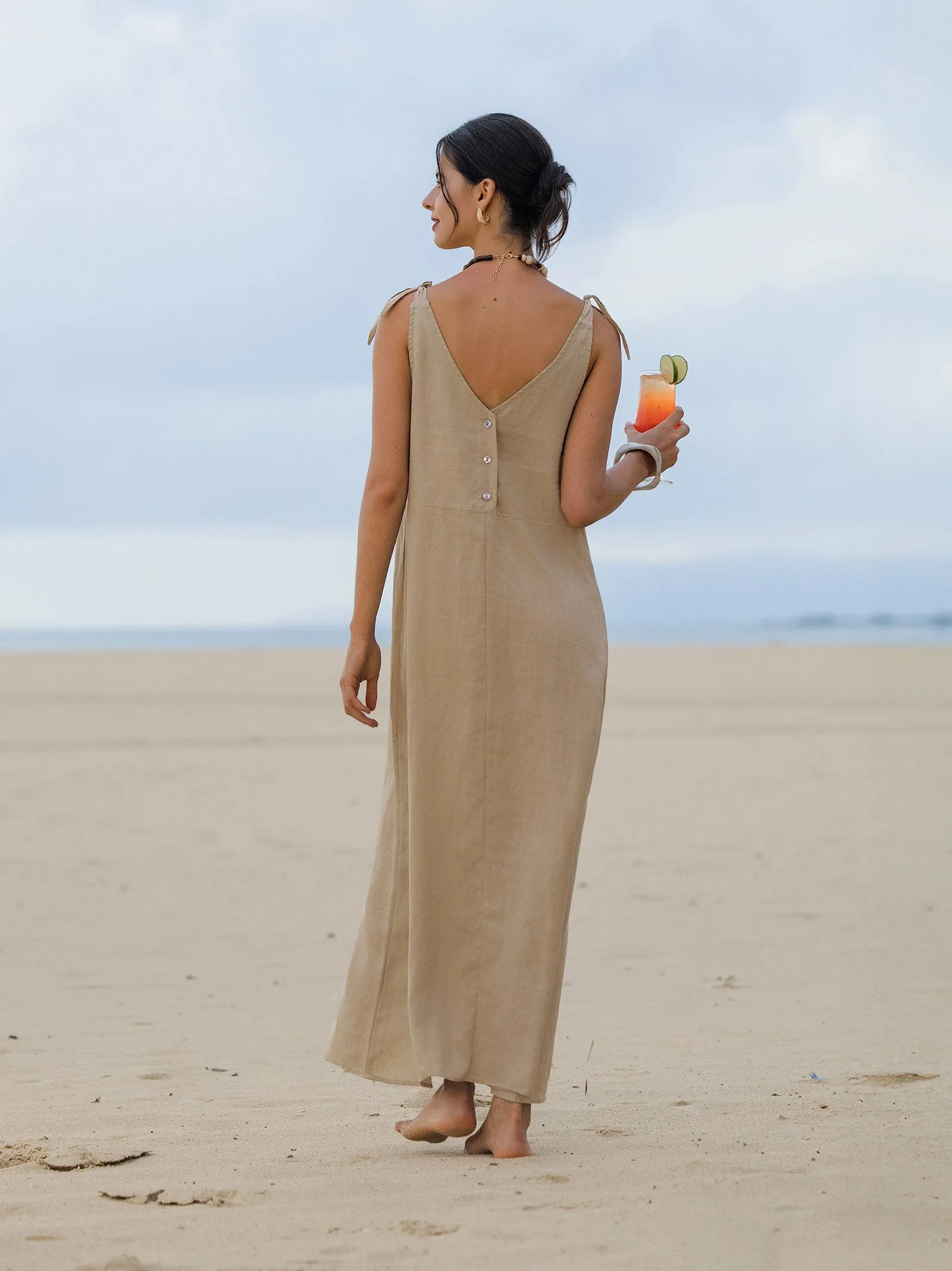 100% Linen Camisole Dress QEARL sold by Lintico product image thumbnail 2