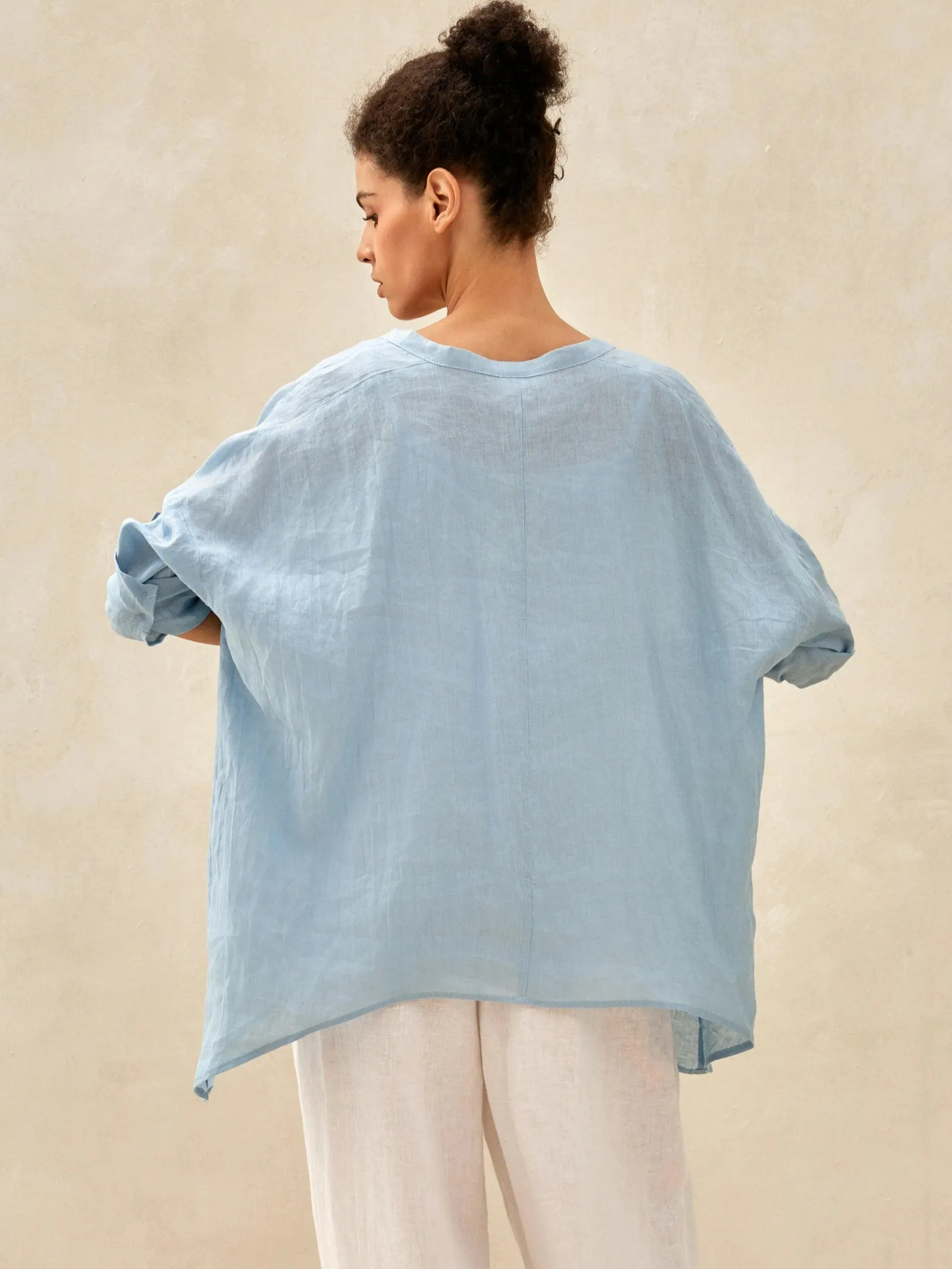 100% Linen Delicate Deep V-Neck Over Top KAIA sold by Lintico product image thumbnail 3