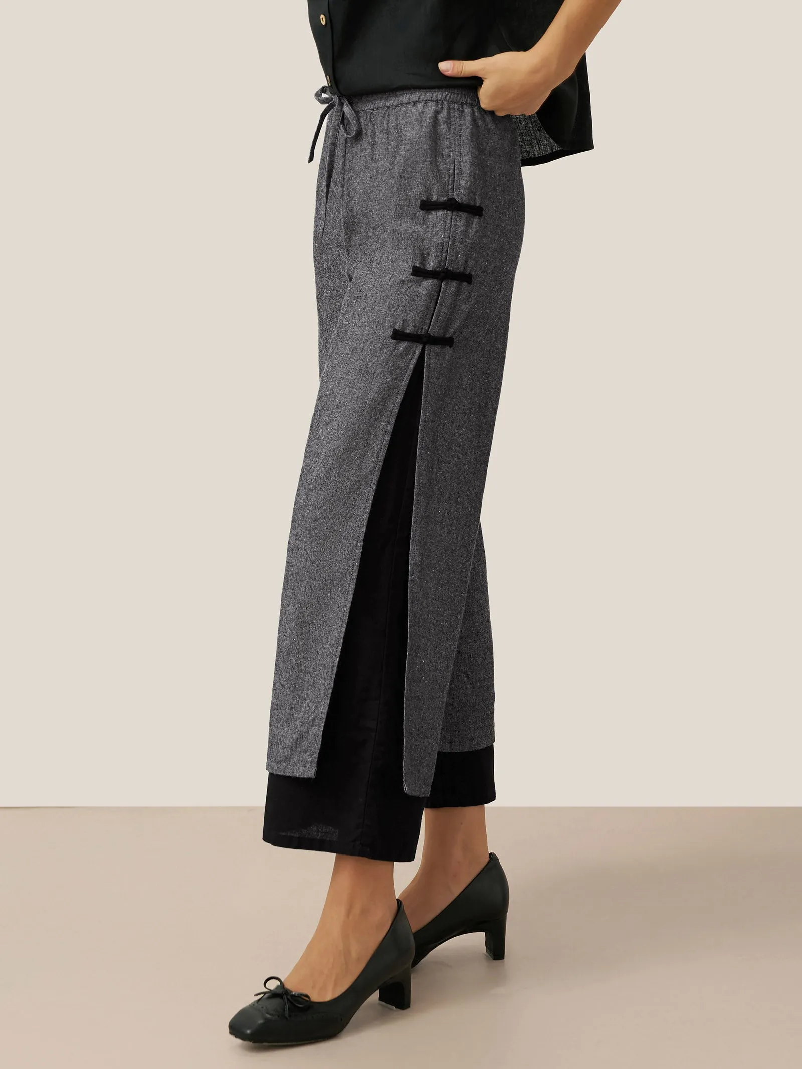 Linen Double Layer Handmade Capri Pants STELLA sold by Lintico product image thumbnail 4