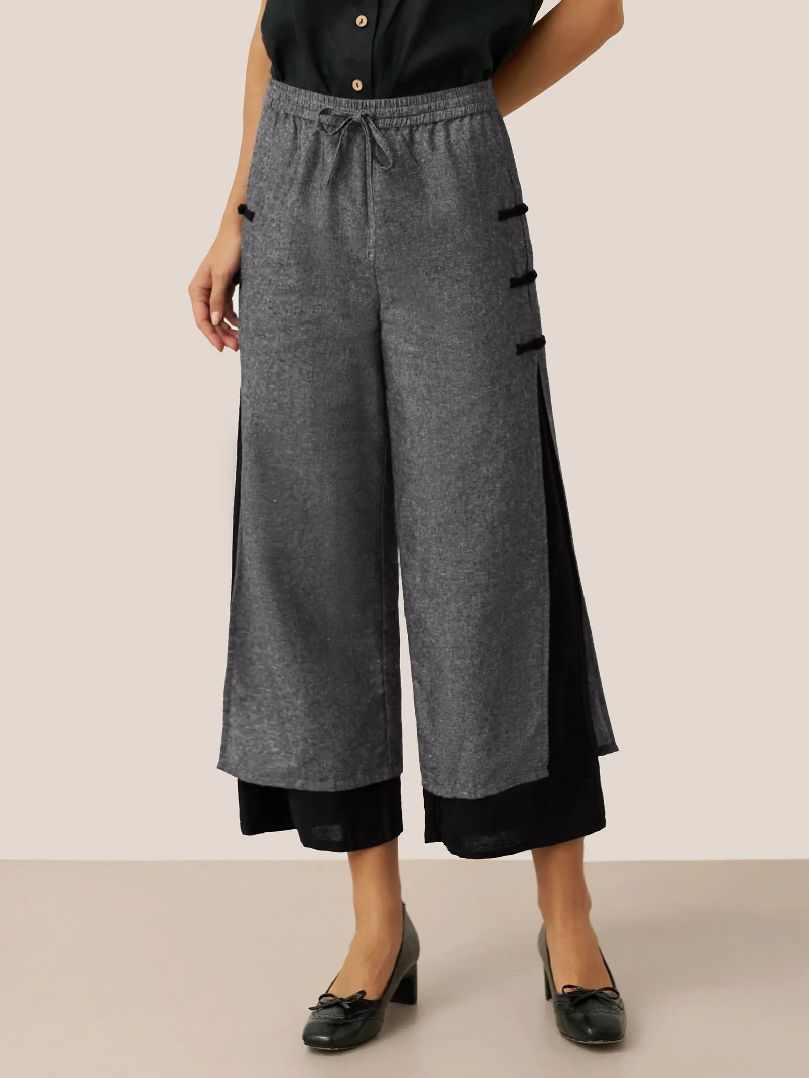 Linen Double Layer Handmade Capri Pants STELLA sold by Lintico product image thumbnail 2