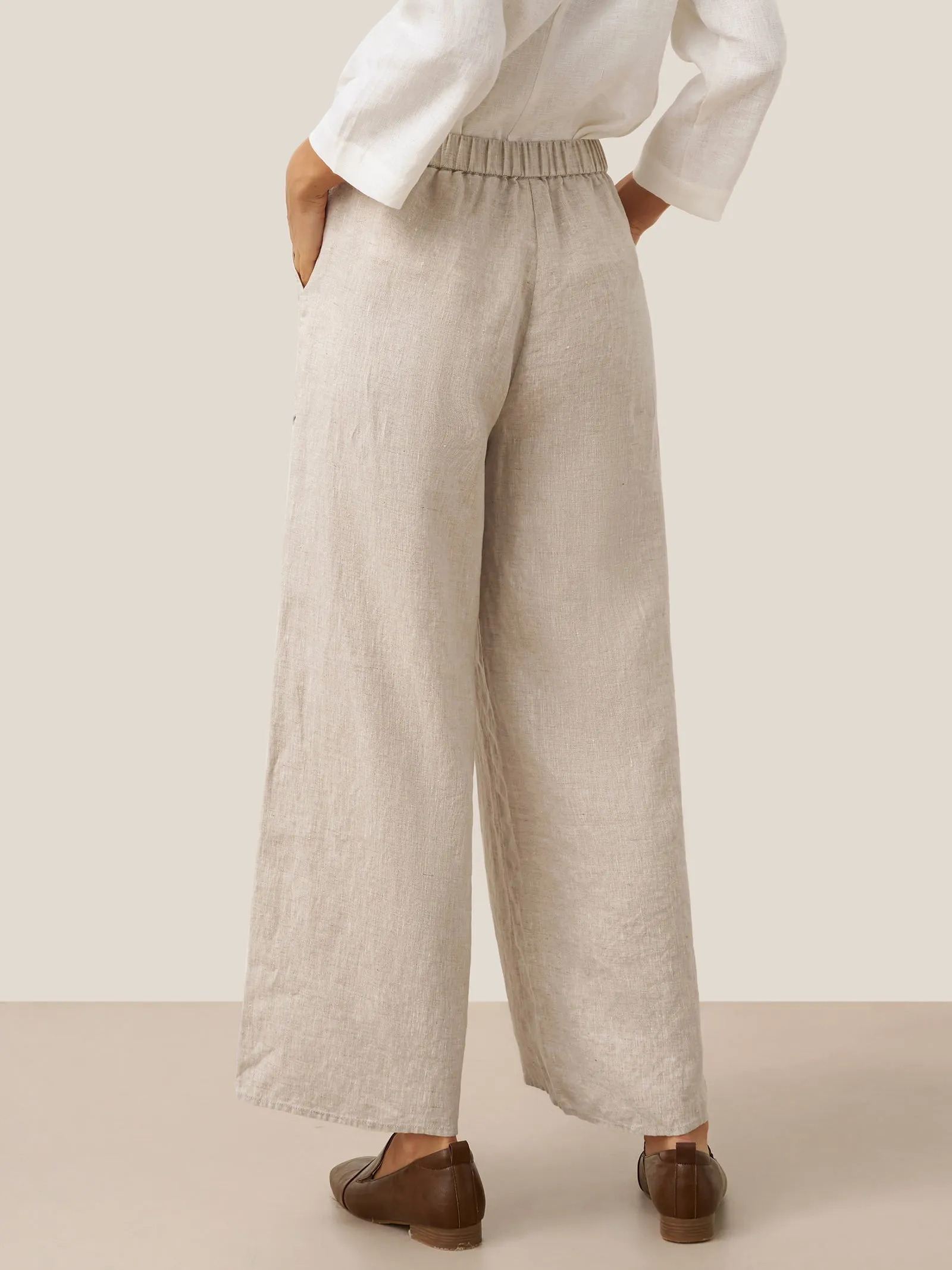 100% Linen Pocket Wide Leg Pants THALIA sold by Lintico product image thumbnail 3