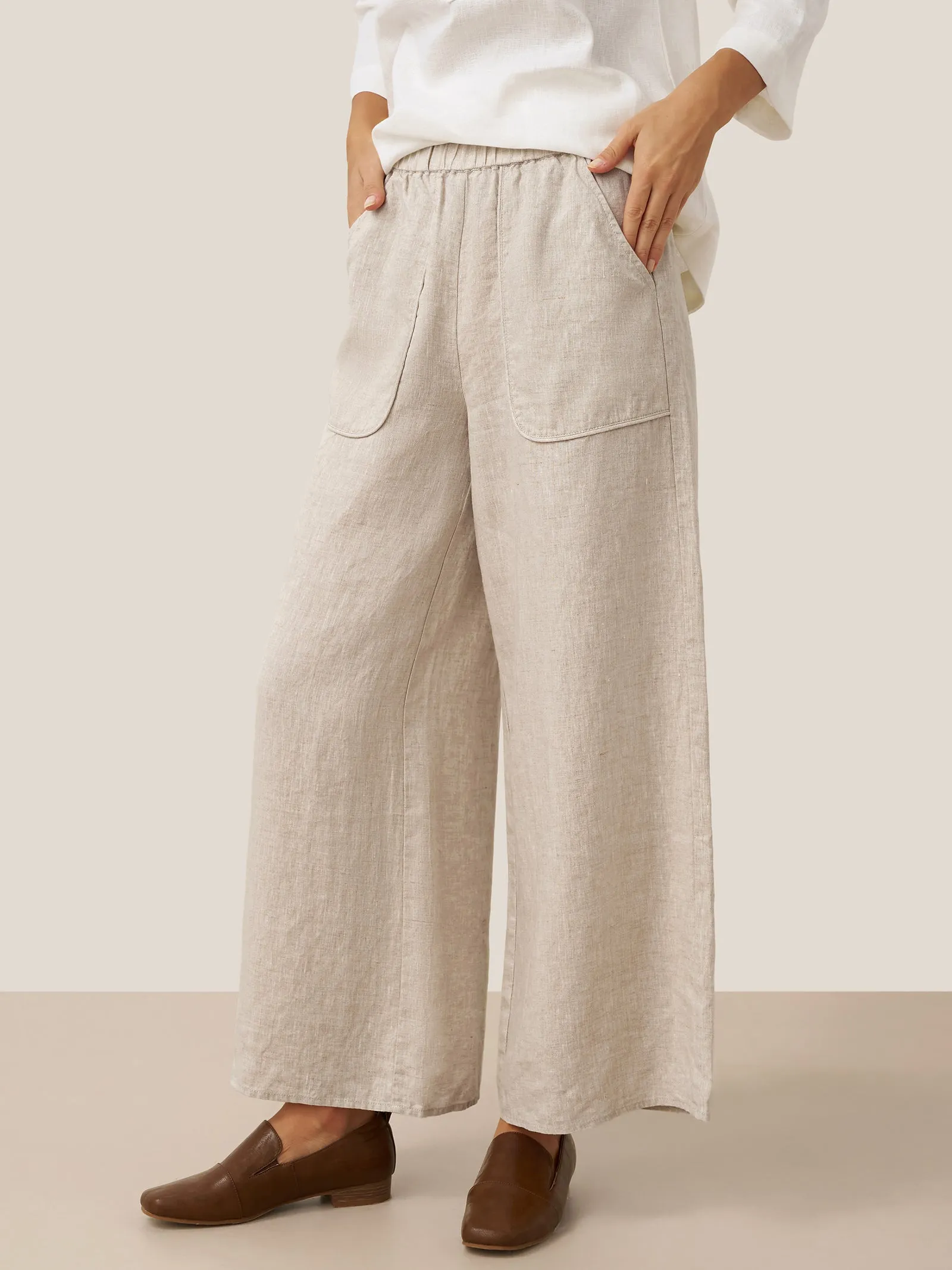 100% Linen Pocket Wide Leg Pants THALIA sold by Lintico product image thumbnail 2