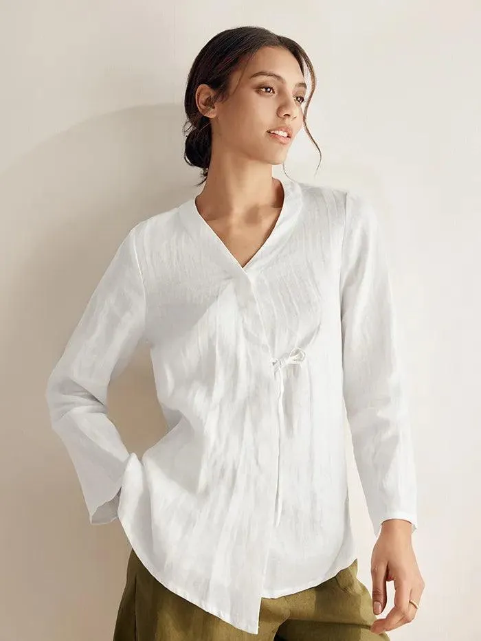 100% Linen Tie Cardigan Top DAKOTA sold by Lintico product image thumbnail 2