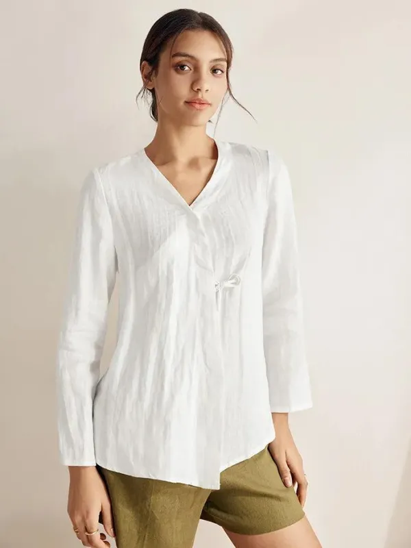 100% Linen Tie Cardigan Top DAKOTA sold by Lintico