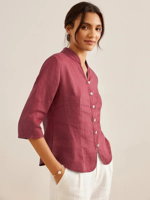 100% Linen Hand Button Fitted Jacket AMELIA sold by Lintico