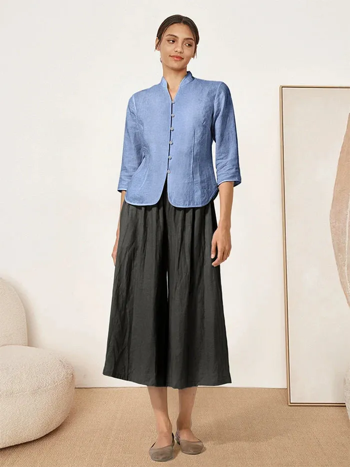 100% Linen Hand Button Fitted Jacket AMELIA sold by Lintico product image thumbnail 5