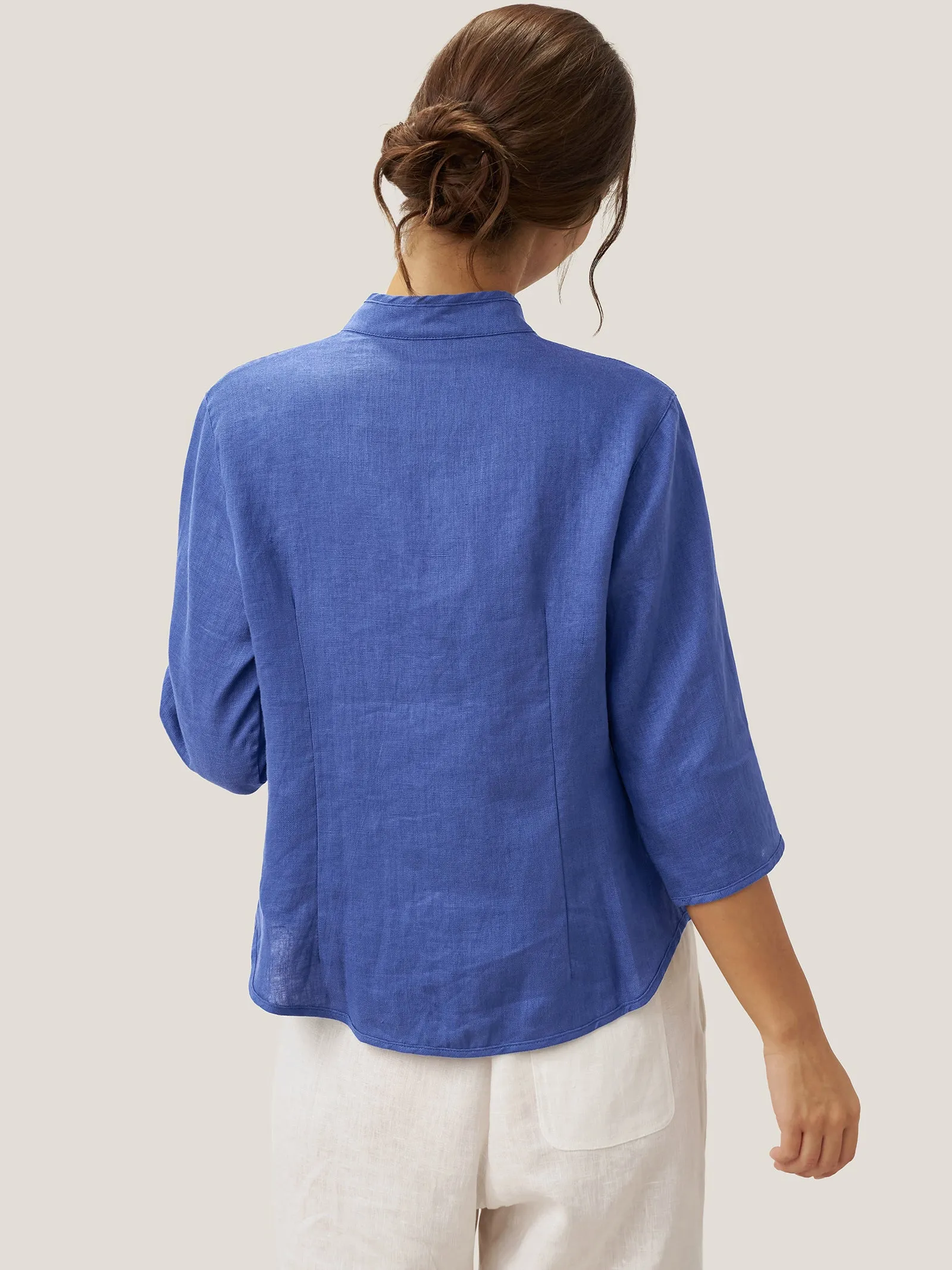 100% Linen Hand Button Fitted Jacket AMELIA sold by Lintico product image thumbnail 3