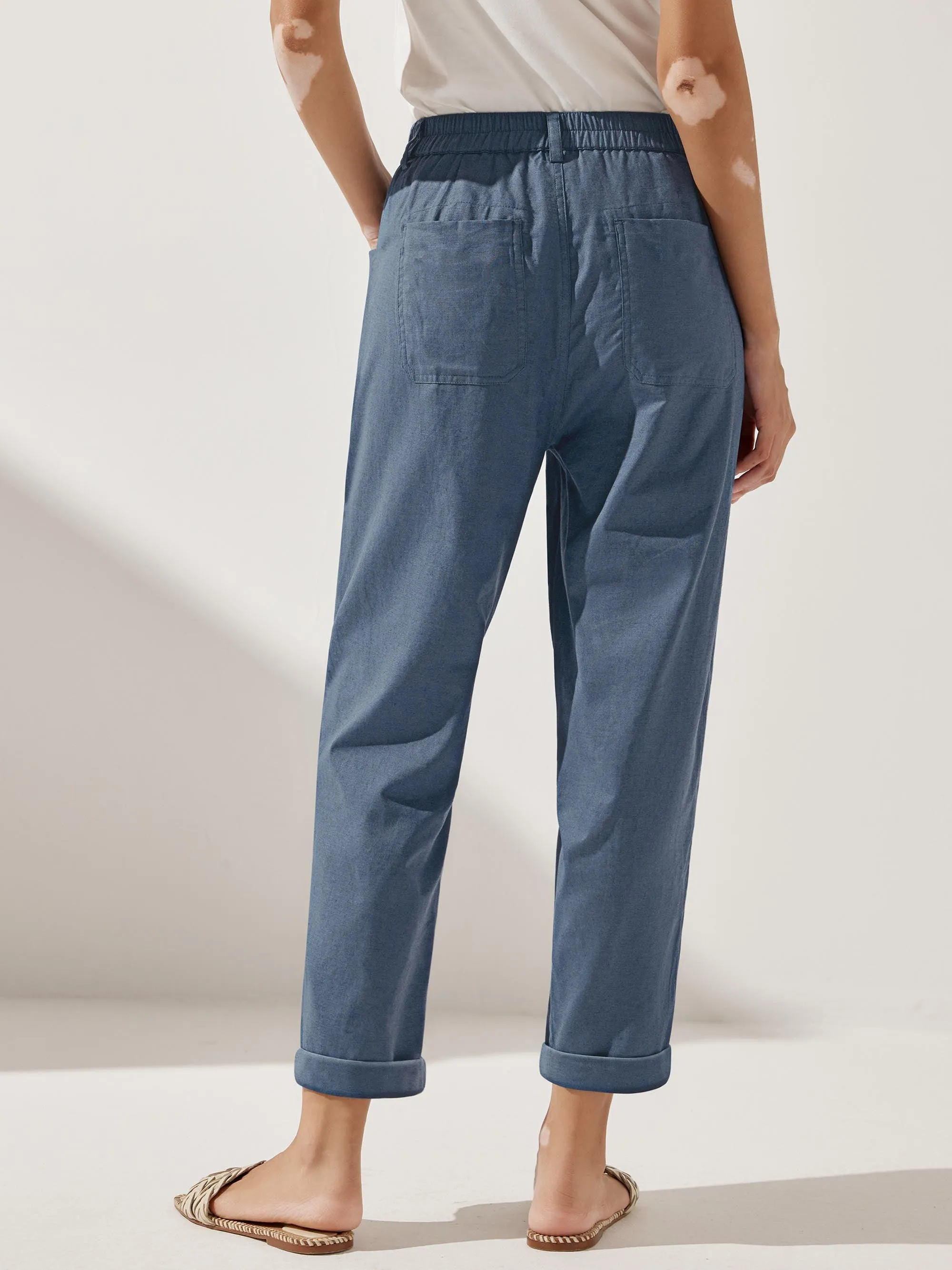 Linen Simple Button Fly Trousers HEIDI sold by Lintico product image thumbnail 2