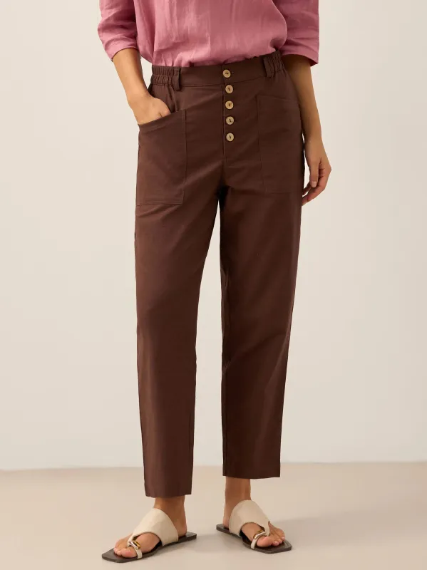 Linen Simple Button Fly Trousers HEIDI sold by Lintico