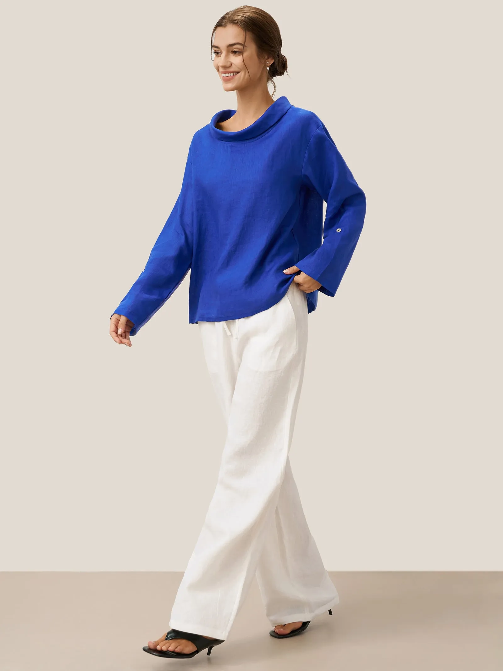 100% Linen Draped Neck Top HOLLIS sold by Lintico product image thumbnail 5