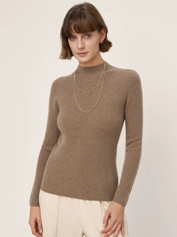 Premium Cashmere Blend Hand-Finished Seamless Fitted Mock Neck Sweater ZINA sold by Lintico