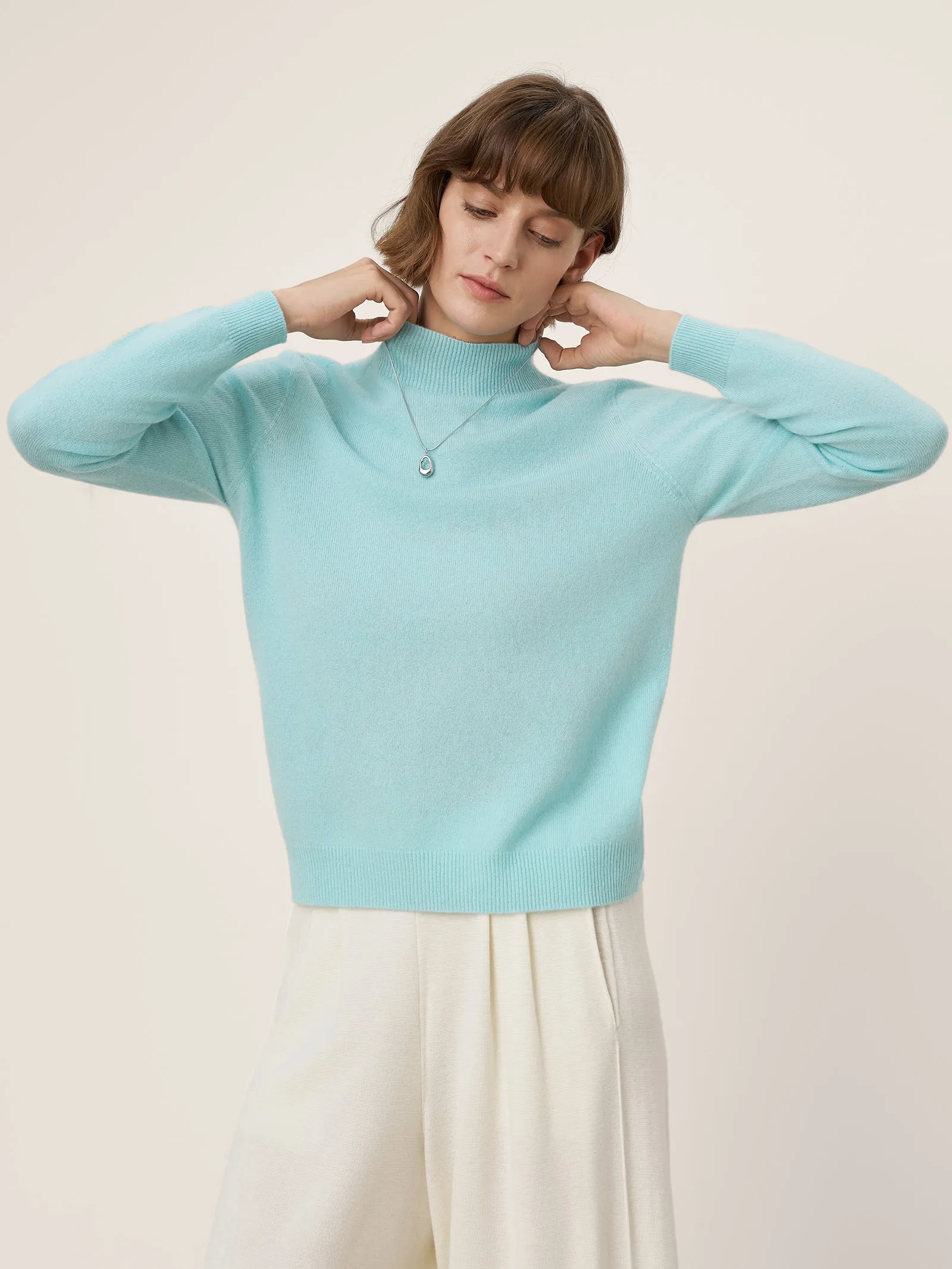 Premium Cashmere Blend Hand-Finished Seamless Mock Neck Ribbed Sweater RHEA sold by Lintico product image thumbnail 2