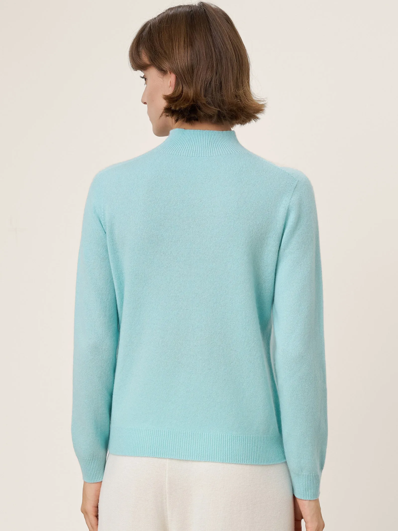 Premium Cashmere Blend Hand-Finished Seamless Mock Neck Ribbed Sweater RHEA sold by Lintico product image thumbnail 4