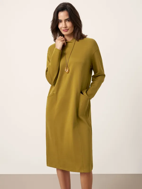 Cotton Overlap Collar Midi Dress ALANI sold by Lintico