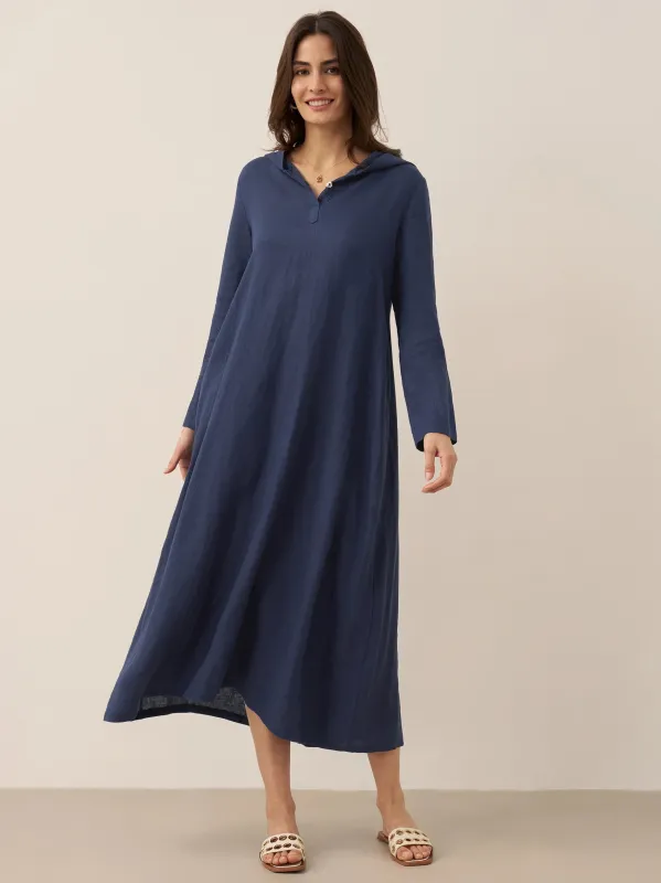 100% Linen Hooded Pullover Maxi Dress REBECCA sold by Lintico