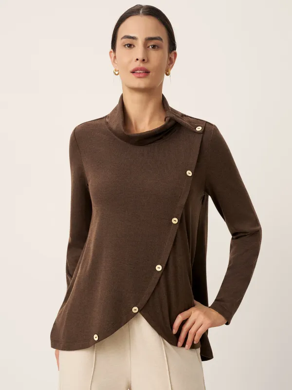 Wool Asymmetric Hem Long Sleeve Top CHARITY sold by Lintico