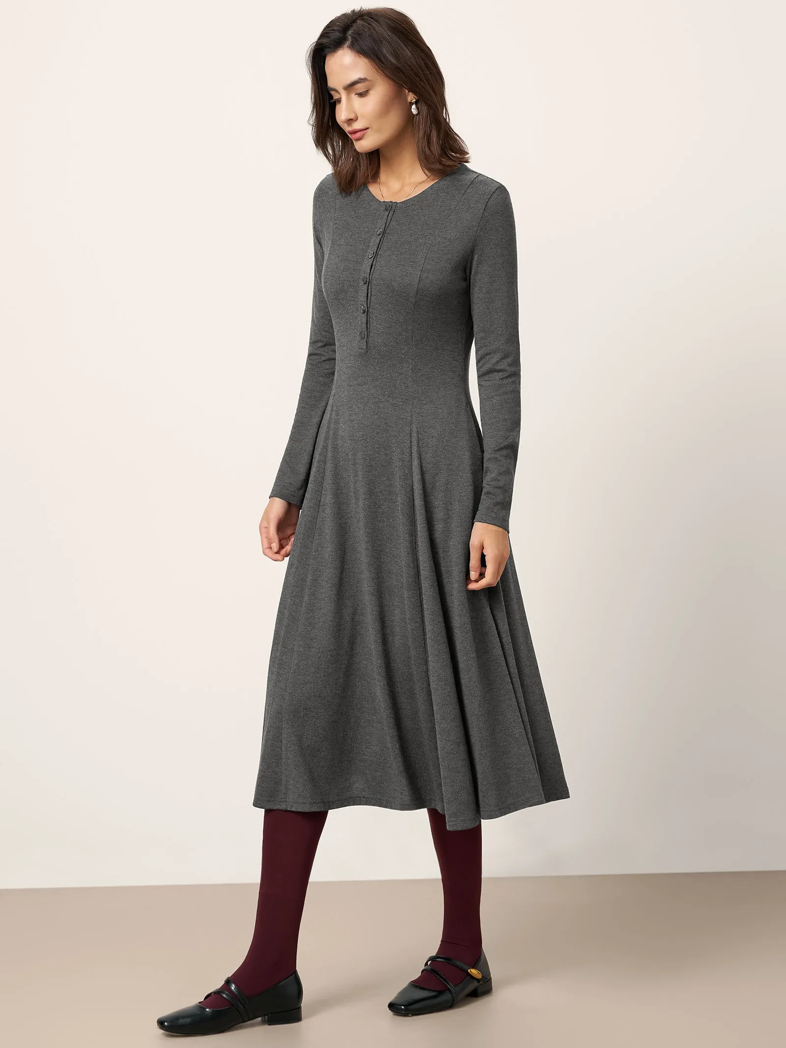 Cashmere Buttoned Panel Maxi Dress BREE sold by Lintico