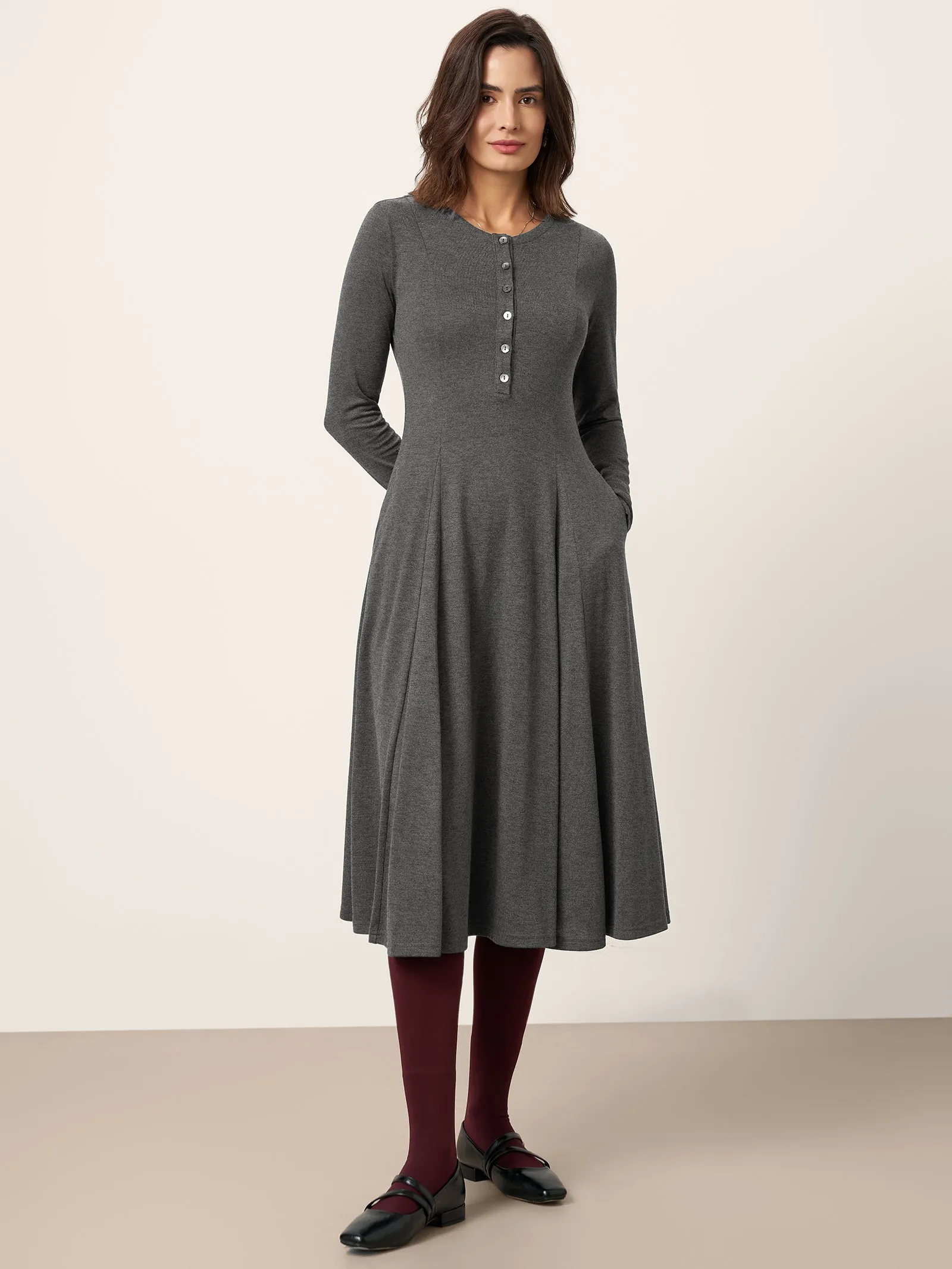Cashmere Buttoned Panel Maxi Dress BREE sold by Lintico product image thumbnail 2