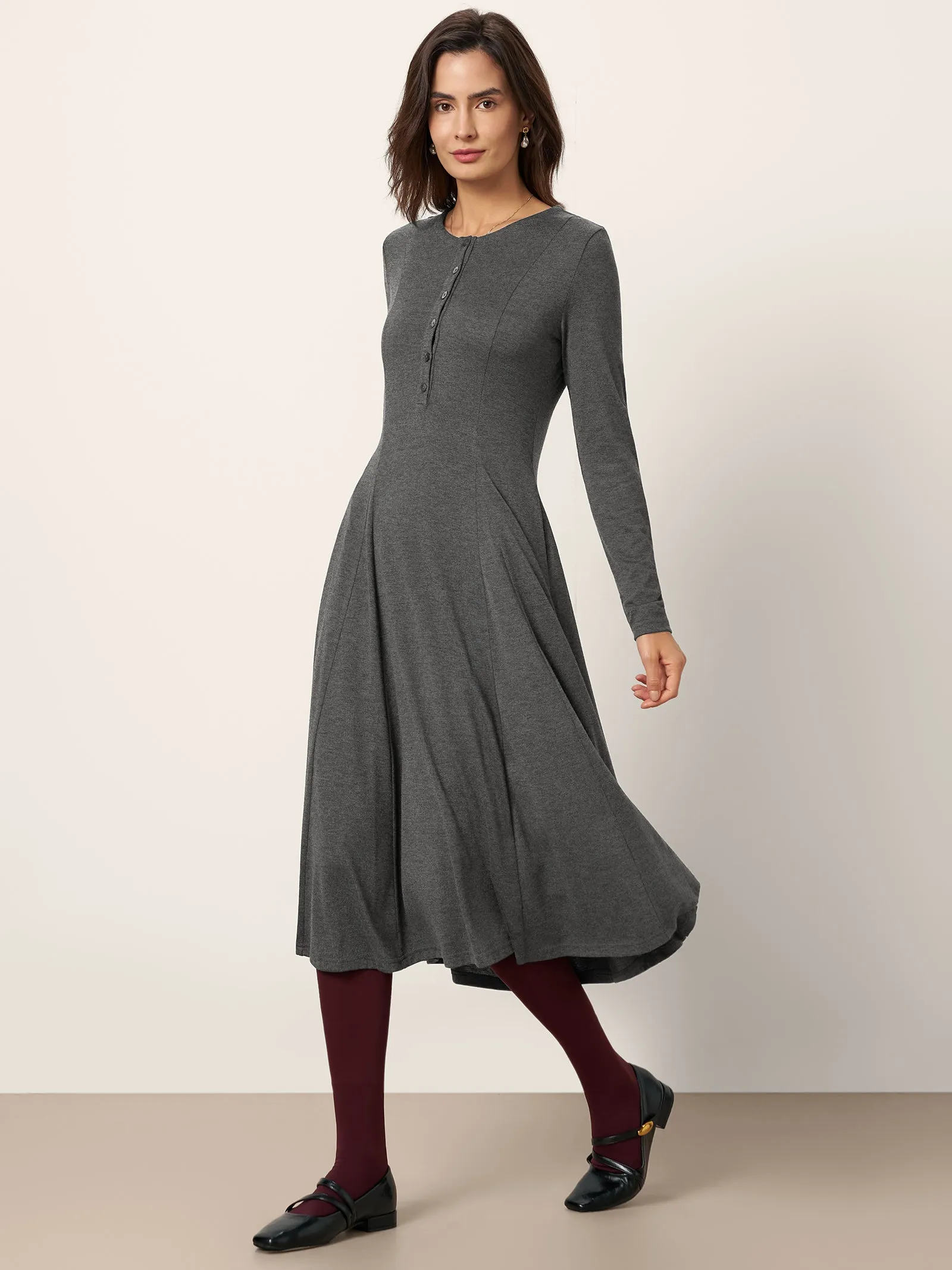 Cashmere Buttoned Panel Maxi Dress BREE sold by Lintico product image thumbnail 3