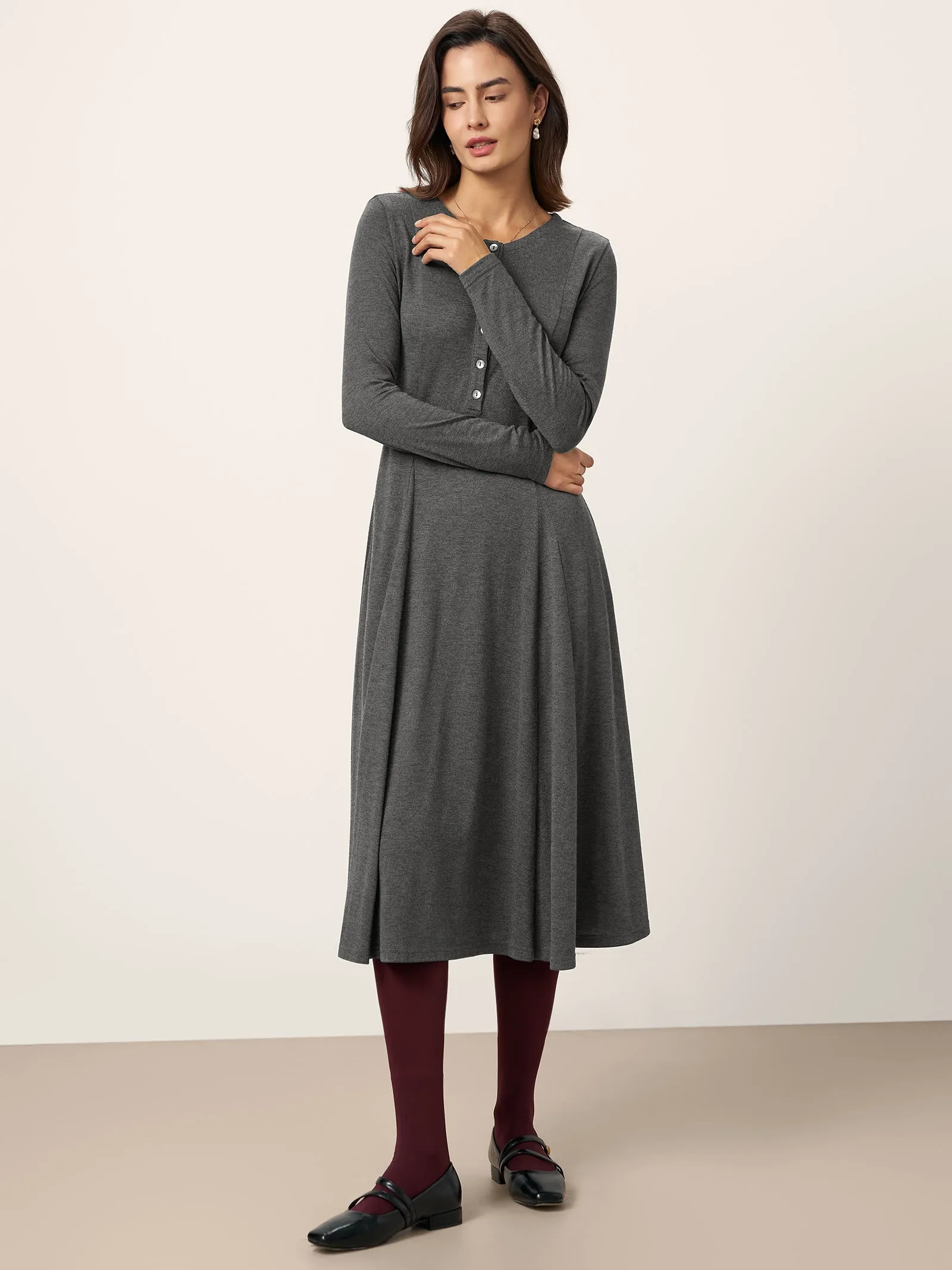 Cashmere Buttoned Panel Maxi Dress BREE sold by Lintico product image thumbnail 4