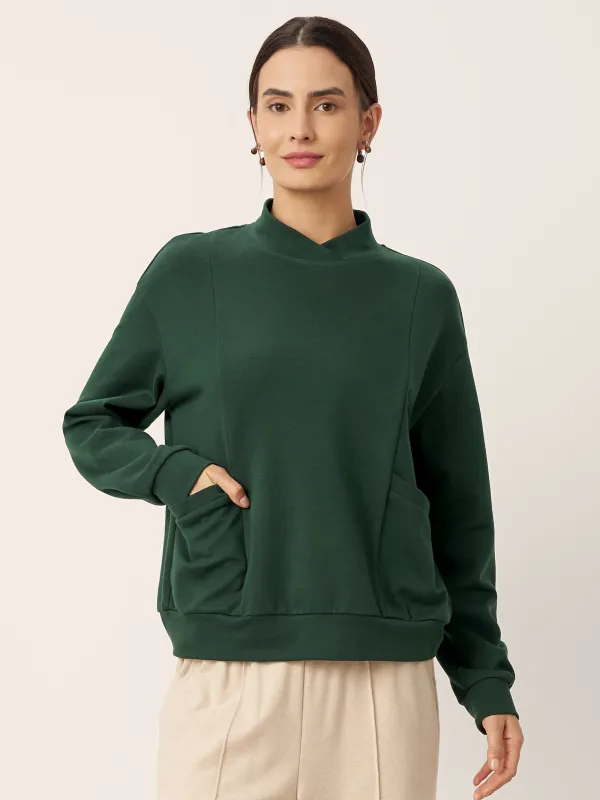 Cotton Overlap Collar Long Sleeve Top AMANDA sold by Lintico