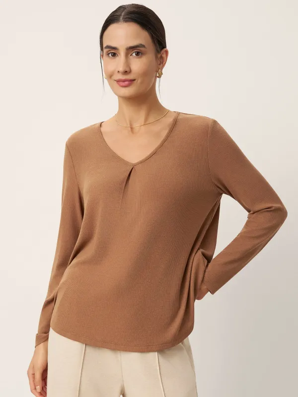 Tencel-Wool Sweetheart Pleated Long Sleeve Top ANITA sold by Lintico