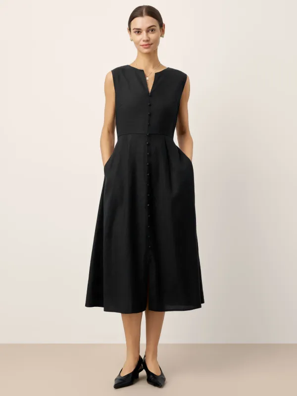 Linen-Lyocell V-Neck Sleeveless Maxi Dress WILLOW sold by Lintico