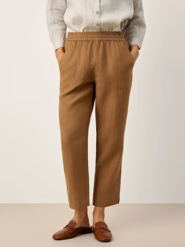 100% Linen Elasticated Waist Ankle Pants GWEN sold by Lintico