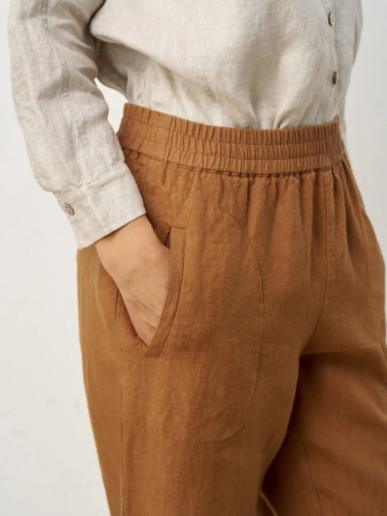 100% Linen Elasticated Waist Ankle Pants GWEN sold by Lintico product image thumbnail 5