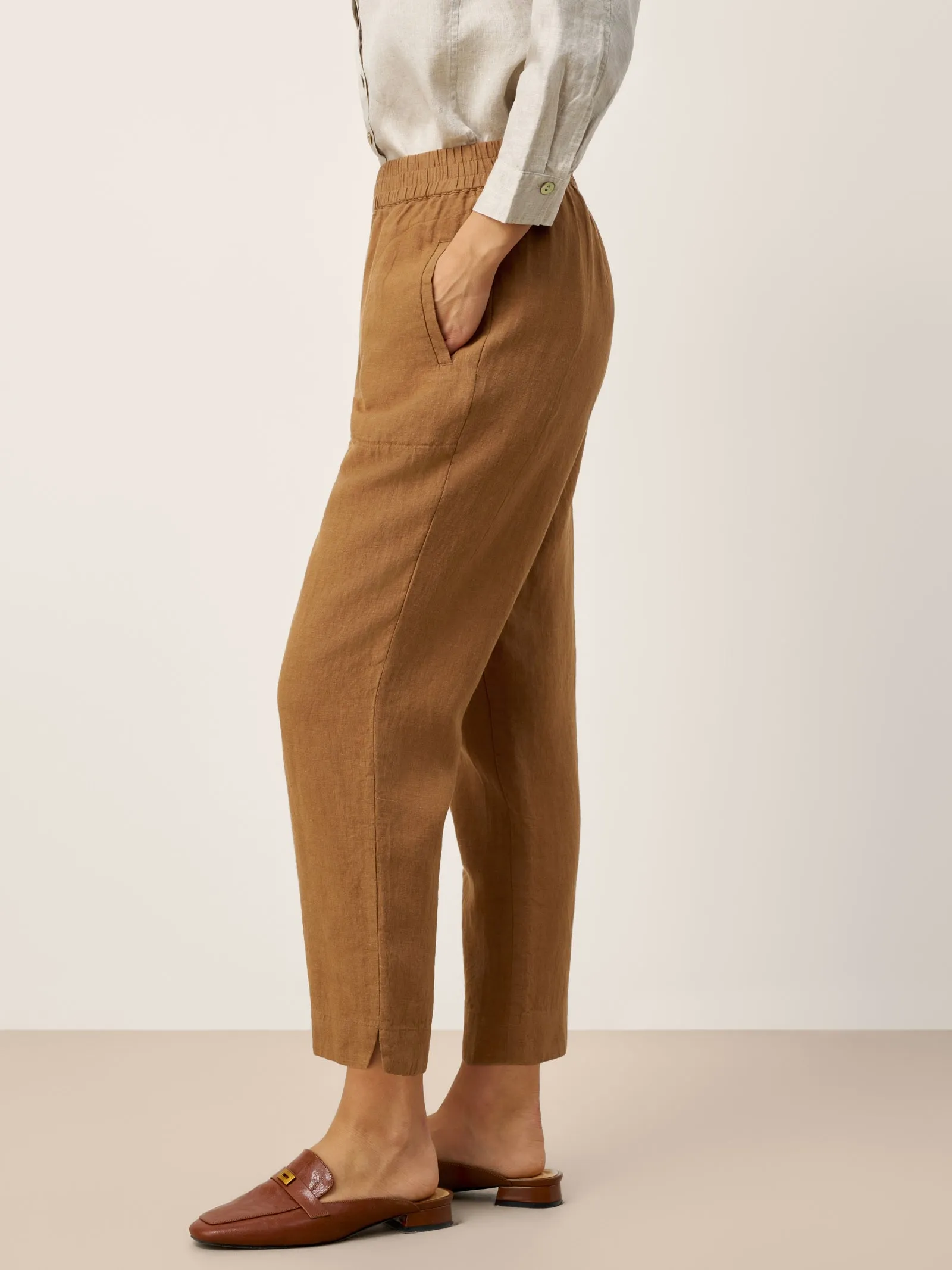 100% Linen Elasticated Waist Ankle Pants GWEN sold by Lintico product image thumbnail 2