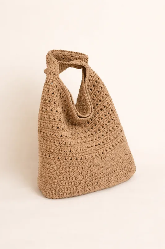 Woven Crochet Tote Bag Large Capacity Lightweight Shoulder Beach Bag sold by Lintico