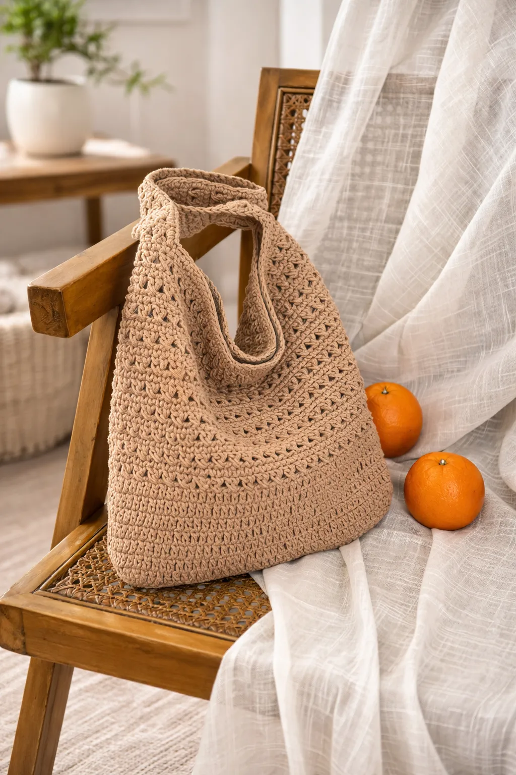 Woven Crochet Tote Bag Large Capacity Lightweight Shoulder Beach Bag sold by Lintico product image thumbnail 5