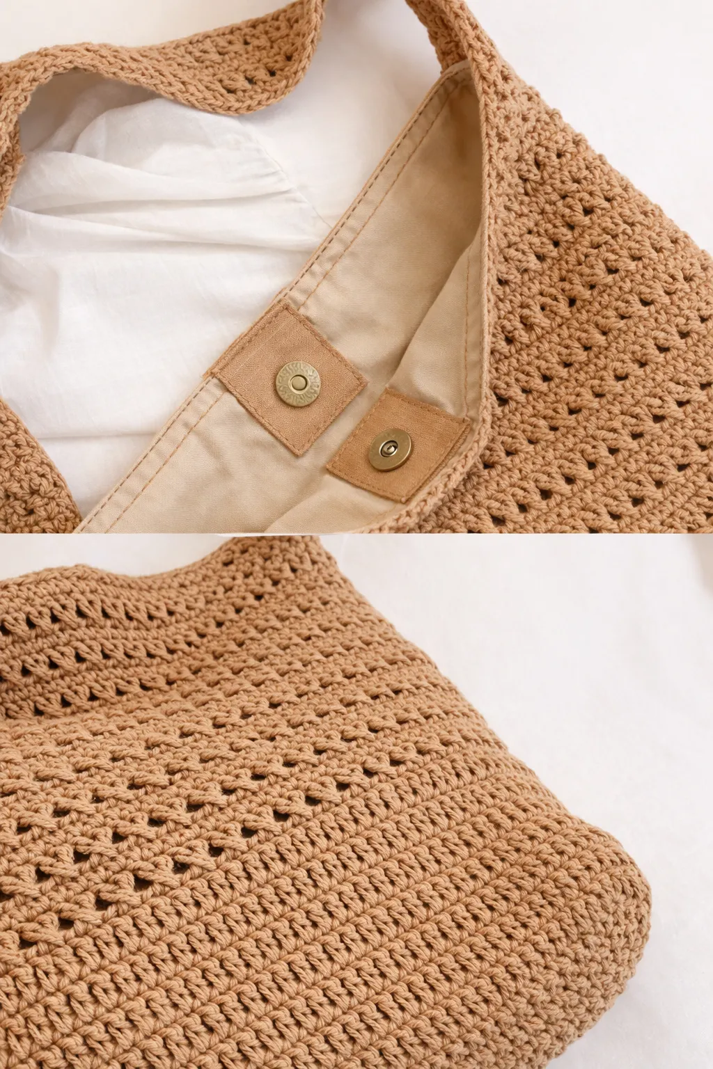 Woven Crochet Tote Bag Large Capacity Lightweight Shoulder Beach Bag sold by Lintico product image thumbnail 3