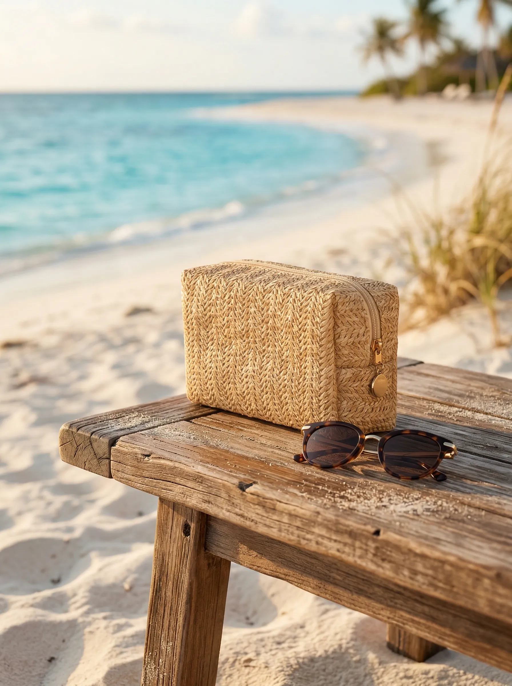 Vintage Woven Straw Makeup Bag Travel Cosmetic Toiletry Organizer Pouch sold by Lintico product image thumbnail 5