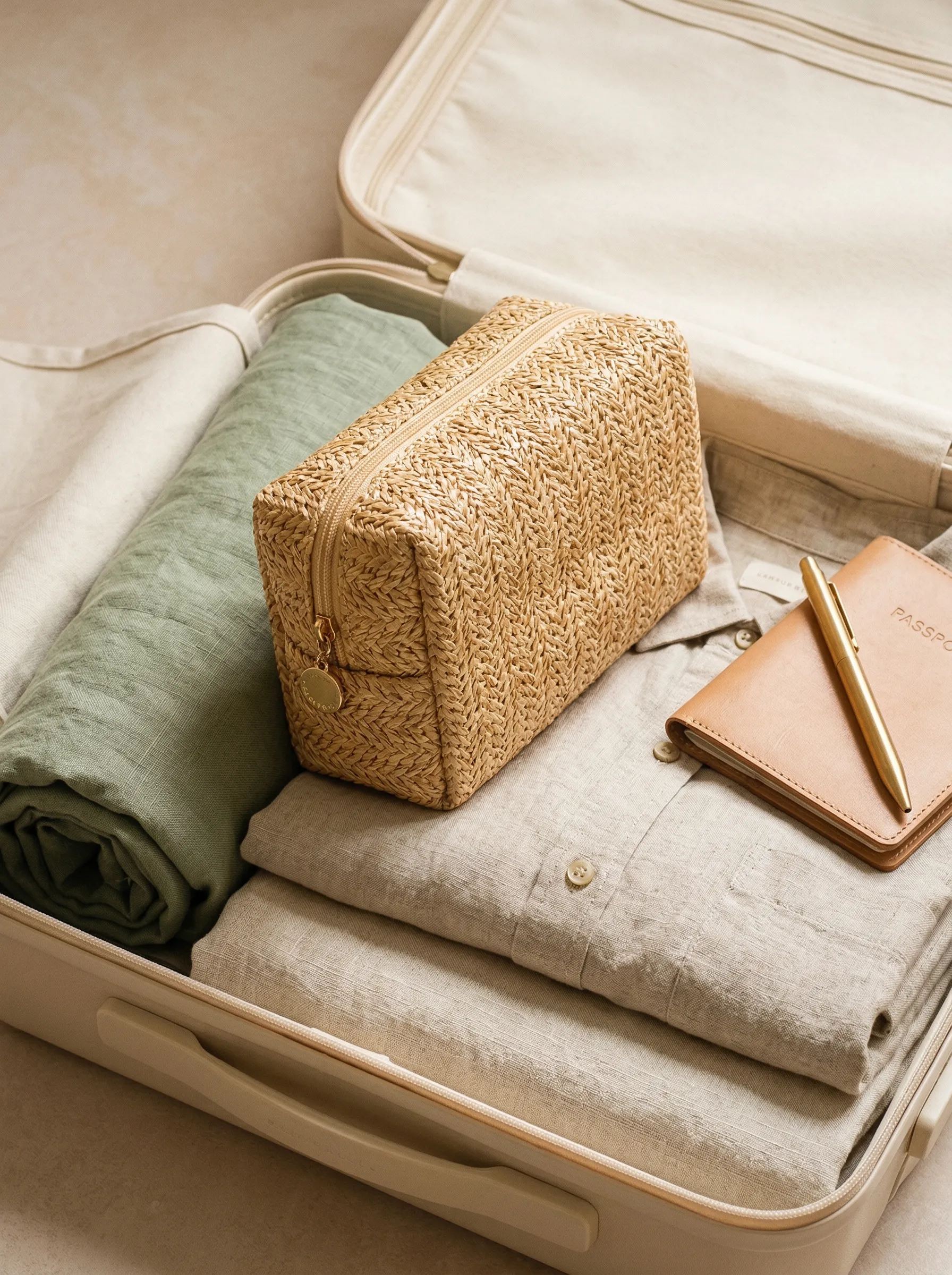 Vintage Woven Straw Makeup Bag Travel Cosmetic Toiletry Organizer Pouch sold by Lintico product image thumbnail 4