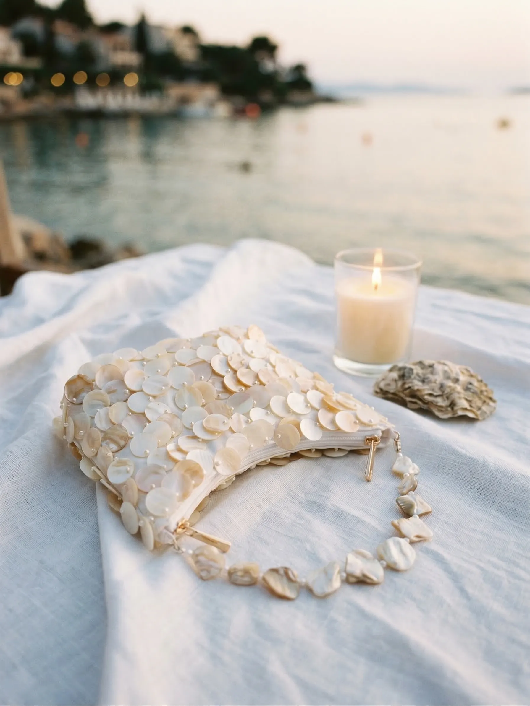 Luxe Handcrafted Mother of Pearl Disc Clutch for Special Occassion & Summer Vacations sold by Lintico product image thumbnail 4