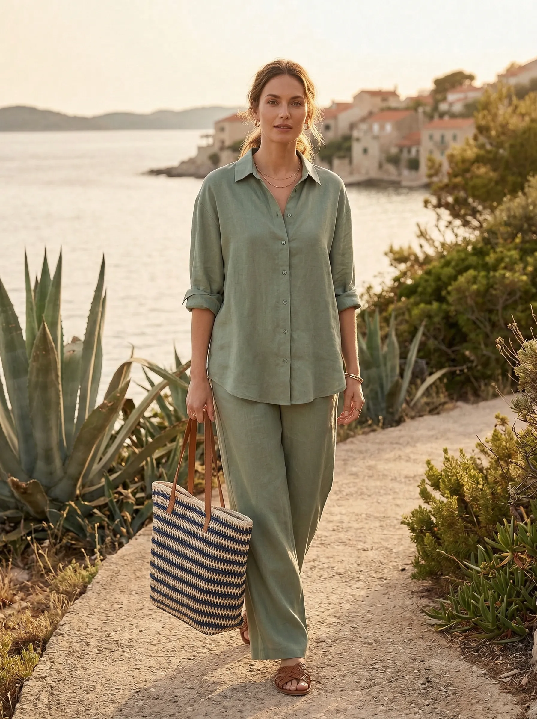 Artisanal Handwoven Stripes Large Tote for Summer Vacation sold by Lintico product image thumbnail 3
