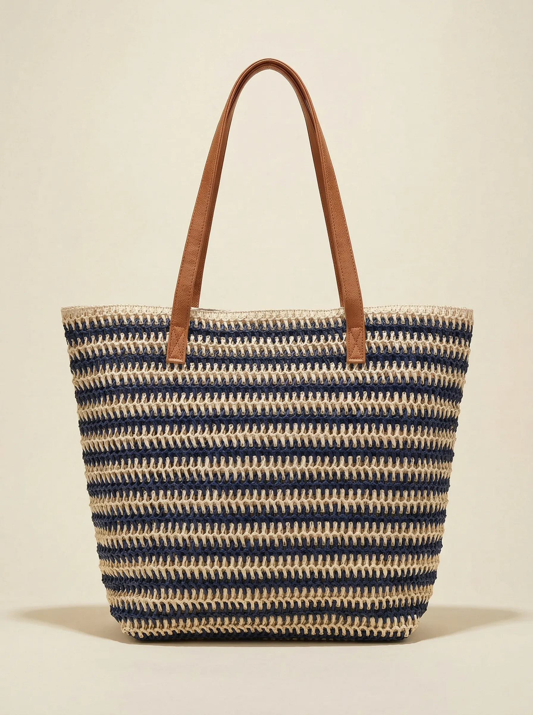 Artisanal Handwoven Stripes Large Tote for Summer Vacation sold by Lintico