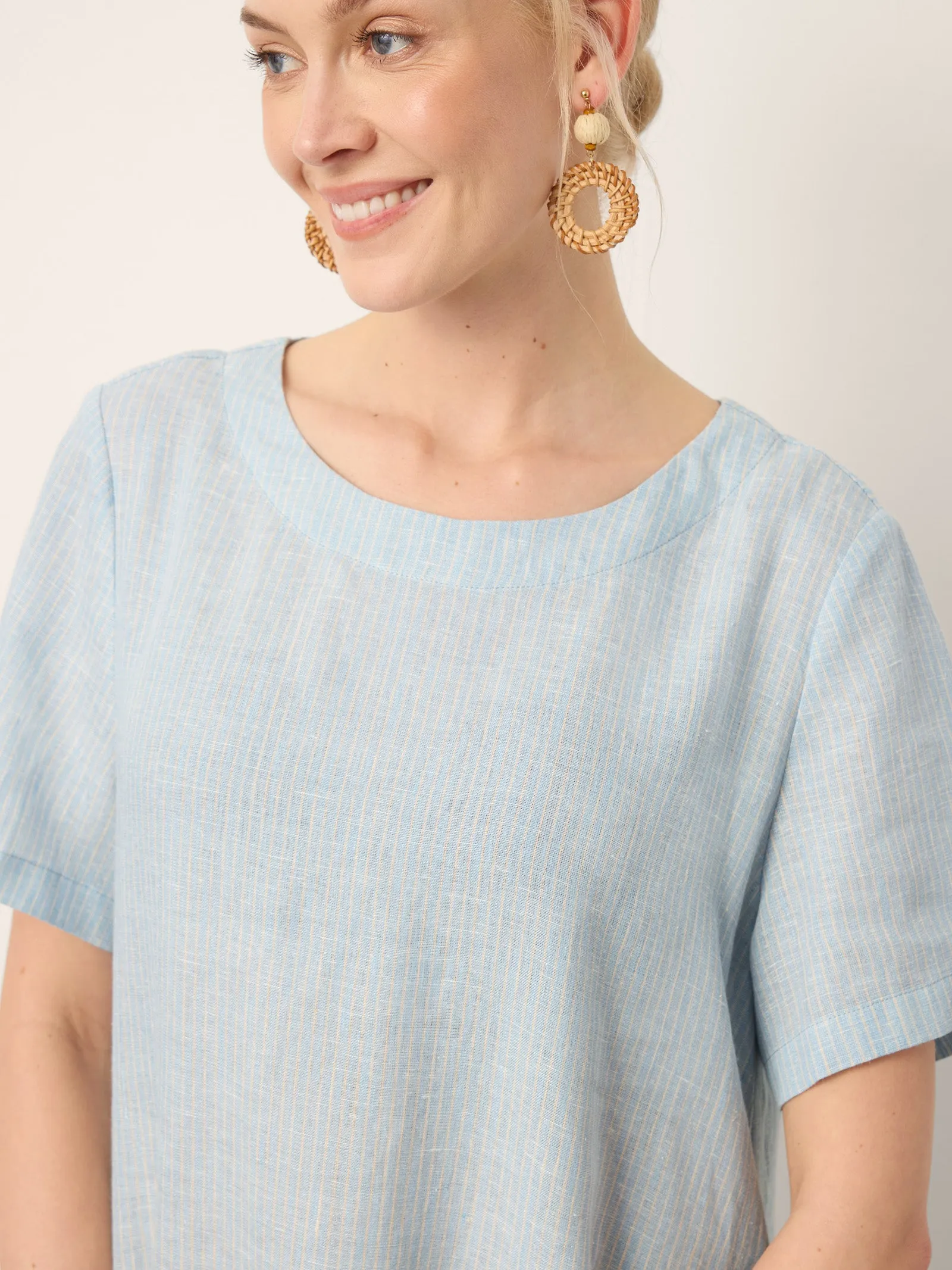 100% Linen A-Line Gathered Panel High-Low Maxi Dress LURLINE sold by Lintico product image thumbnail 5