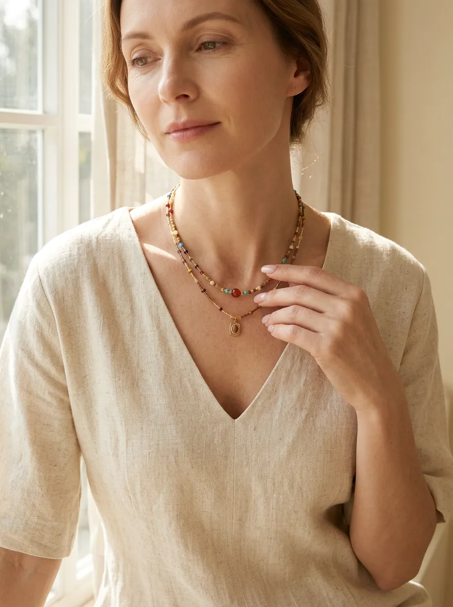 Natural Stone Boho Jewelry Choker Necklace sold by Lintico product image thumbnail 2