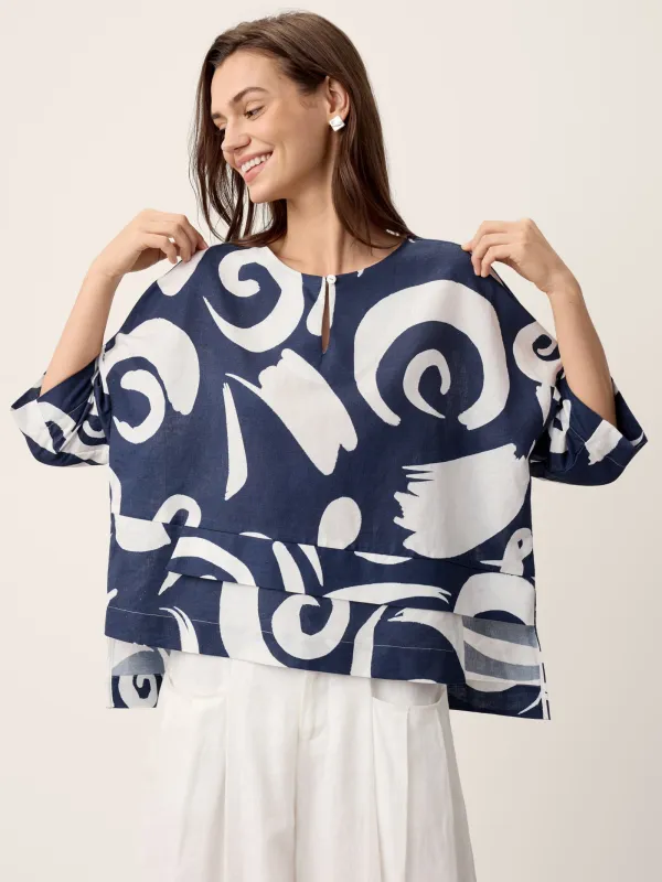 Linen Layered Asymmetric Top NOREEN made by Lintico