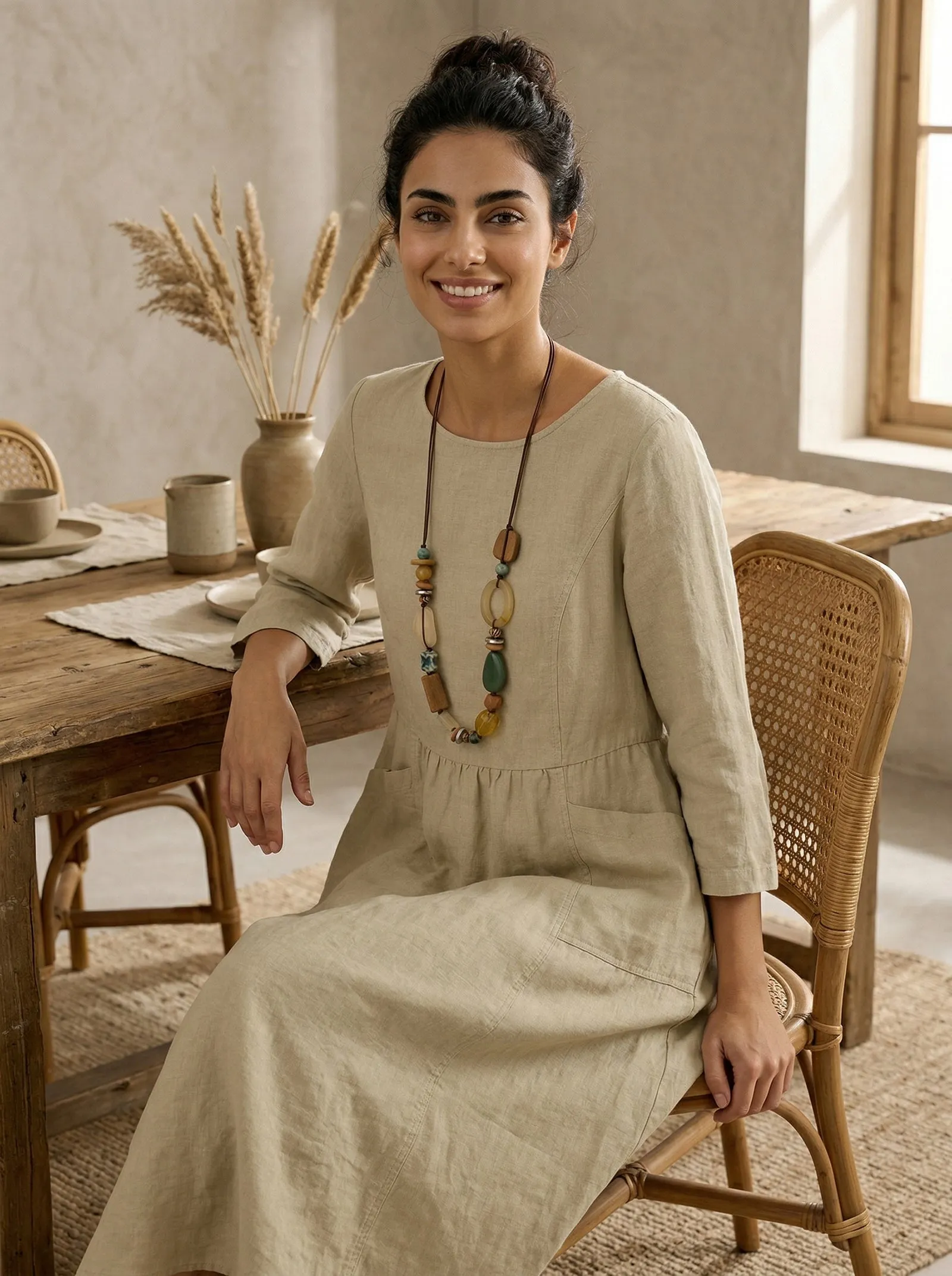 Bohemian Mixed Bead Long Pendant Necklace sold by Lintico product image thumbnail 2
