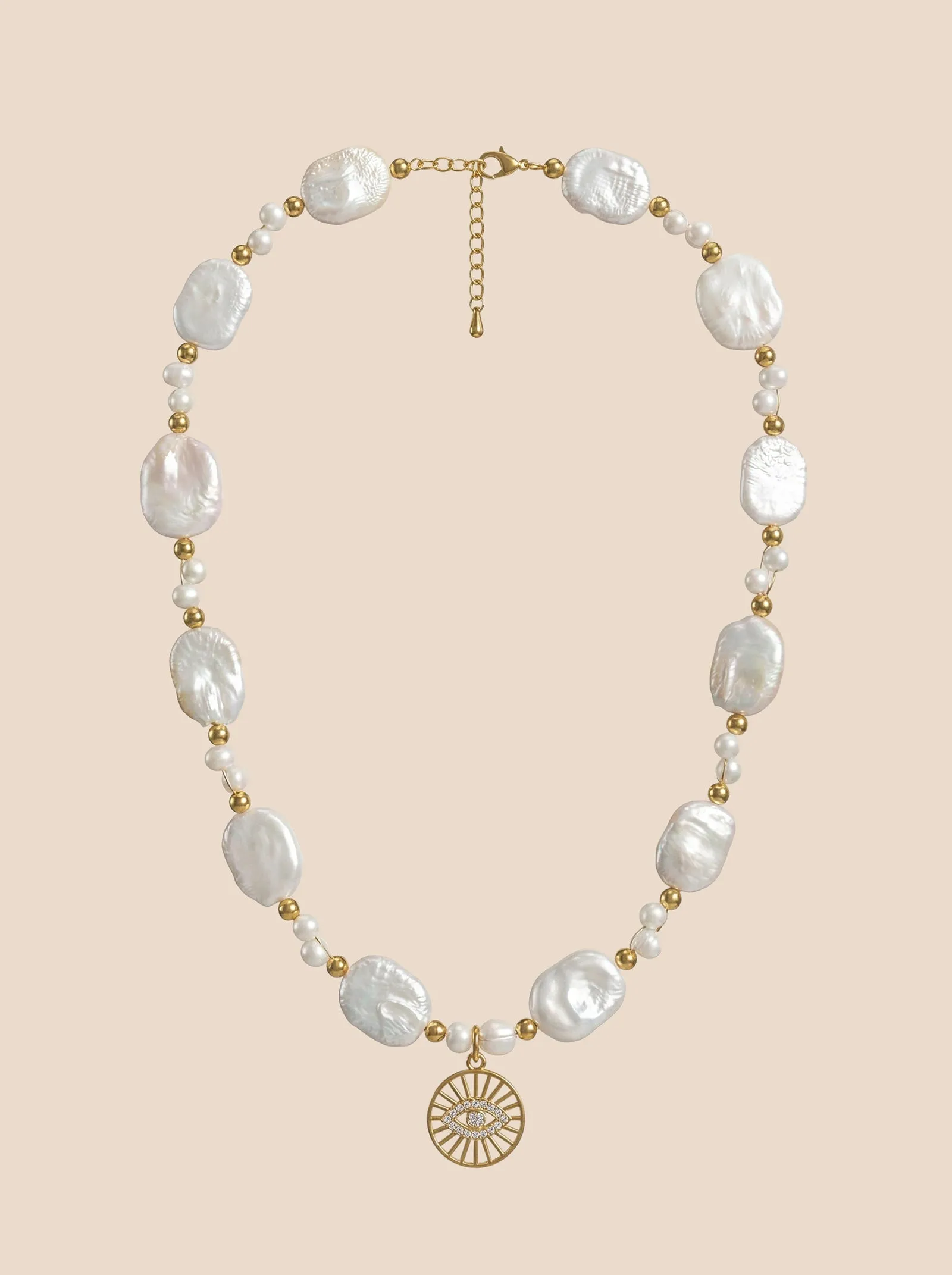 Pearl and Heart Charm Layered Necklace sold by Lintico
